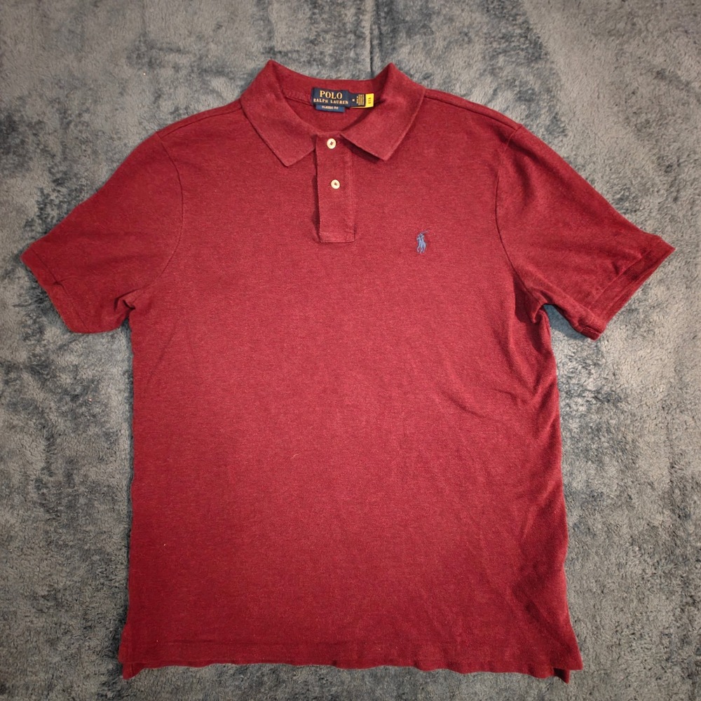 Polo Ralph Lauren Mens Classic Fit Polo Shirt Burgundy Maroon Shrt Sleeve Medium